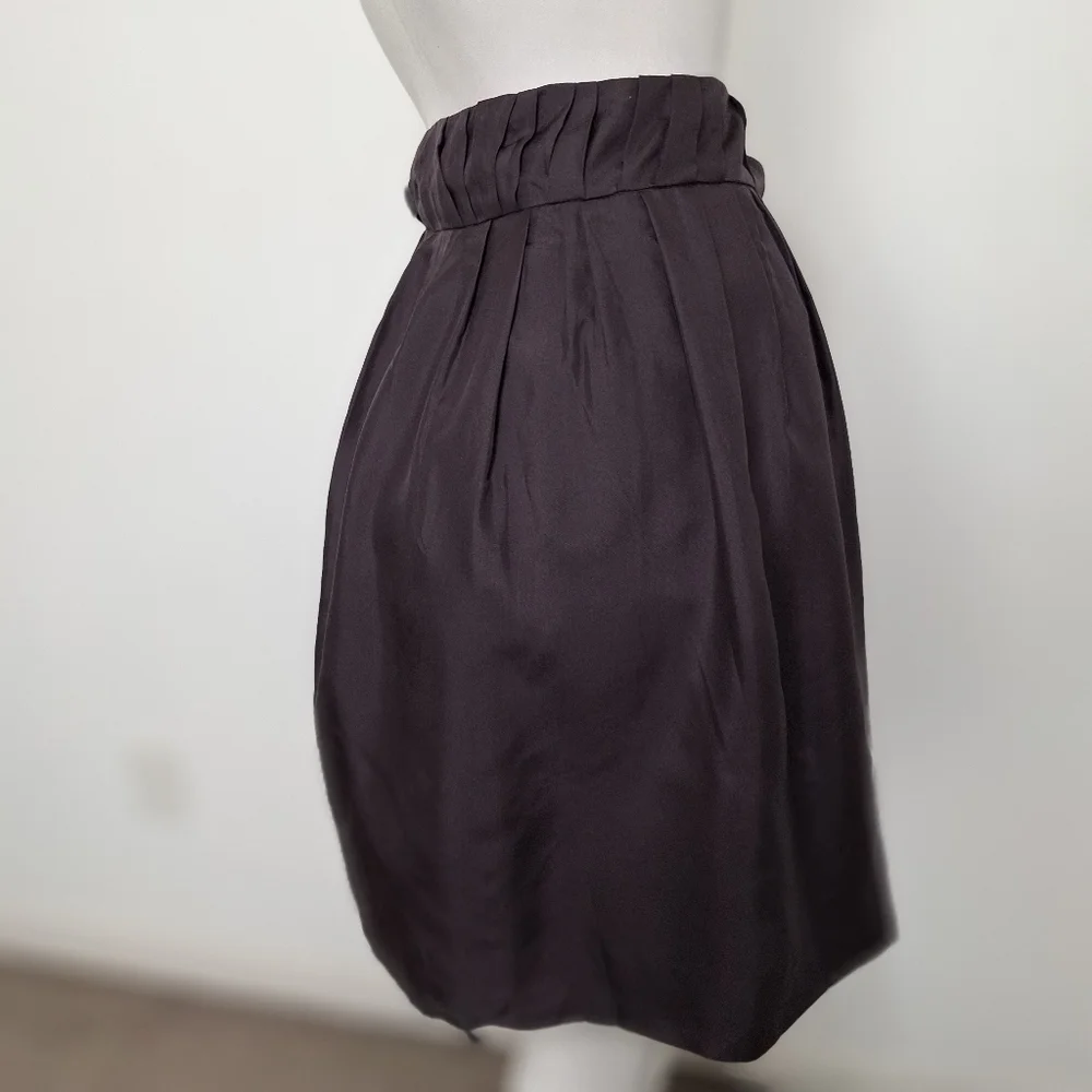J. Crew Classic Raisin Purple Brown 100% Silk Aline Preppy Pleated Skirt Size 14